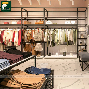 Clothing Display Rack With <b>Black</b> And Gold <b>Frame</b> Garment Stand Retail Apparel Fixture - Product Image 4