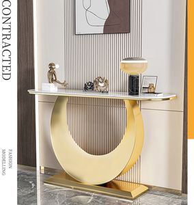 Mesa Consola de Lujo Dorada <span class=keywords><strong>para</strong></span> Sala de Estar, Diseño Nórdico Moderno, Mesa Consola de Acero Inoxidable <span class=keywords><strong>para</strong></span> Entrada - Product Image 2