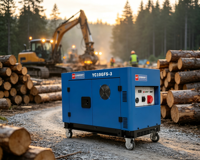 Générateur diesel silencieux YuChai YC10GFS-3 10-11kW à châssis ouvert, démarrage électrique, bicylindre en V, AVR 200A, 25L, 230V pour usage domestique