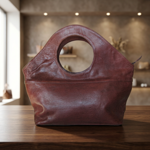 Genuine Leather Tote Bag Soft Handle Simple Style Dark Brown - Product Image 2
