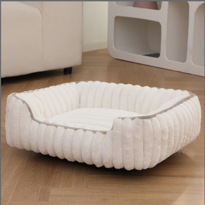 Cama para Mascotas de Felpa de Conejo, Diseño Cuadrado con Barra Recta, Ecológica, Clásica, Moderna, Suave y Cómoda, para Gatos y Perros, para un Sueño Profundo - Product Image 1
