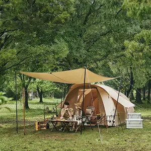 Tenda Kemah luar ruangan, keluarga tahan air kamar ganda satu lorong terowongan pantai naungan matahari