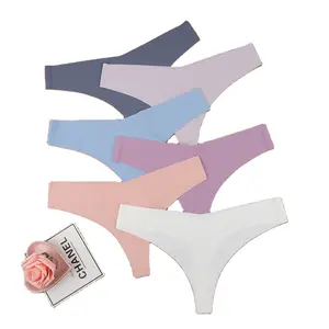 Custom Logo Printed Seamless Thong Panties Women′ S