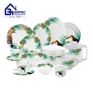 中国批发工厂经典蛋白石餐具便宜定制贴花餐具58件蛋白石玻璃器皿餐具套装 - Product Image 6