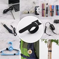 100 Pièces/Sac Bandes de fixation réutilisables avec logo imprimé pour gestion des câbles, attaches auto-agrippantes double face pour câbles et fils