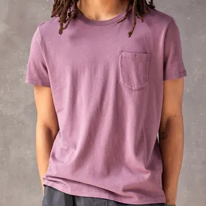오가닉 코튼 저지 남성 티셔츠 반팔 포켓 티 탑 여름 남성 티셔츠 지속 가능한 맞춤형 O-넥 T 셔츠