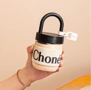 可爱女性品牌设计玻璃杯带手柄女孩小礼物硼硅酸盐玻璃杯水瓶 - Product Image 2