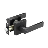 Poignée de porte intérieure Lisbon, noir mat, réversible, avec bouton-poussoir sans clé, pour salle de bain et chambre, garantie à vie