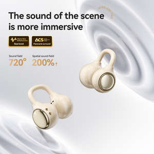 Écouteurs TWS à texture cuir, à oreille libre, avec suppression du bruit, casque à clip d'oreille, étui LED miroir - Product Image 4