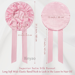 <span class=keywords><strong>Bonnet</strong></span> en Soie Satinée Réglable Personnalisable avec Logo, Bande à Nouer Luxueuse, Longue Queue, Simple ou Double Couche, <span class=keywords><strong>Bonnet</strong></span> de Nuit pour Femme - Product Image 4