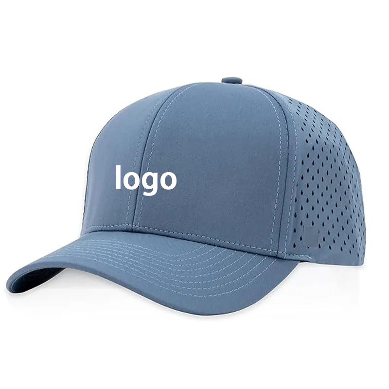 Polyester waterproof water resistant quick dry hydro perforated performance laser hole perforated golf snapback gorra hat caps