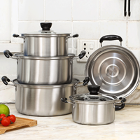 Lot de 10 ustensiles de cuisine en acier inoxydable, ensemble de casseroles avec couvercle en verre, poignée résistante à la chaleur JS, pour la cuisine