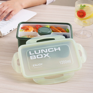 <b>Lunch</b> <b>Box</b> 1200ml Rectangle Plastic With Sauce Container <b>Microwave</b> Safe For Office Students - Product Image 4