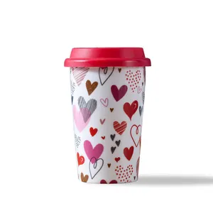 新品免费样品环保15盎司廉价散装杯陶瓷旅行咖啡杯情人节礼物