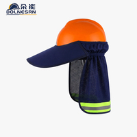 Casque de travail robuste bleu marine en maille respirante avec bande réfléchissante et pare-soleil pour travaux de construction et d'aménagement paysager