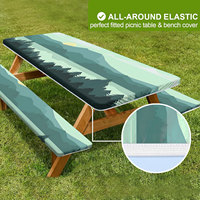 Nappe de camping imperméable et coupe-vent 4/6/8 pieds 3 pièces couverture de table de pique-nique avec couvertures de banc