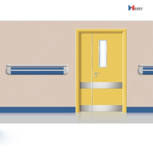 Porte médicale à double battant en acier avec fenêtre d'observation, cadre en acier, double verrouillage, isolation phonique de classe A - Product Image 1