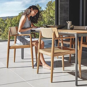 Outdoor <strong>Teak</strong> Leisure <strong>Table</strong> and Chair Set Open-Air Courtyard Garden Balcony Anti-Corrosion Solid Wood Long <strong>Table</strong> - Product Image 3