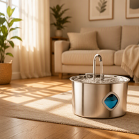 Fontaine à eau pour animaux de compagnie en acier inoxydable de 3,2 L, eau filtrée circulante, distributeur d'eau automatique pour animaux de compagnie, niveau d'eau visible pour animaux de compagnie