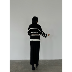 Ensemble jupe et pull en tricot à col de pêcheur pour femmes, série 1500 - Product Image 3