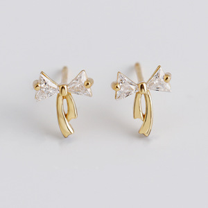 Sterling <strong>Silver</strong> Gold Knot Earrings <strong>Stud</strong> S925 Bow Knot Earrings <strong>Stud</strong> Bulk <strong>Silver</strong> <strong>Stud</strong> Earrings - Product Image 3