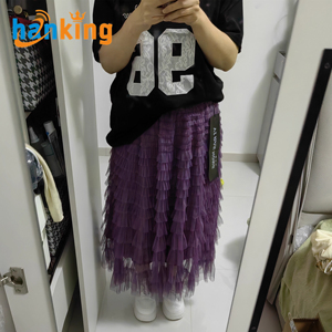Ehanking <span class=keywords><strong>Falda</strong></span> <span class=keywords><strong>larga</strong></span> <span class=keywords><strong>Mujer</strong></span> Vestido de fiesta sólido Señoras Elegante Cintura alta <span class=keywords><strong>Tul</strong></span> <span class=keywords><strong>Falda</strong></span> plisada Malla Volantes Vestido largo - Product Image 3