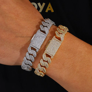 Bracelet pour homme Hip-hop personnalisé, chaîne cubaine en zircon sertie de diamants, boucle rabattable de 14 mm, bijoux Tanjing - Product Image 2