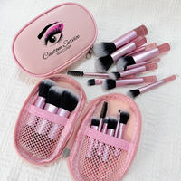 Ensemble de pinceaux de maquillage portables personnalisés en usine, 10 pièces, mini trousse à fermeture éclair, pinceaux pour fard à paupières et cils, vente chaude, maquillage pas cher pour le visage et les lèvres