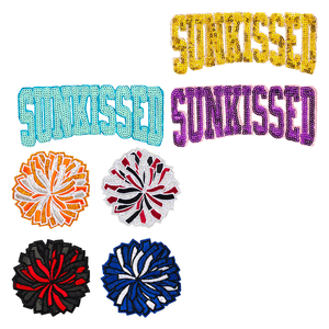 Small Sequin SUNKISSED AMEN Iron-On PVC Embroidered Patches with <b>Glitter</b> for DIY Crafts Hats Bags & Badges - Product Image 1