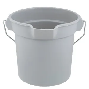 橡胶清洁暴力fg296300灰色商用10 Qt圆形清洁桶灰色塑料桶清洁