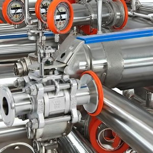 Válvula de Bola Manual Sanitaria de Acero al Carbono sin Retención de 3 Piezas, 200 psi, Conexión NPT, Compatible con ISO/DIN, OEM, Agua, Sanying, 1/2 Puerto - Product Image 2