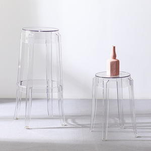 Transparent Acrylic Bar <b>Stool</b> Crystal High <b>Stool</b> Modern Minimalist Round Design Living Room Furniture Durable Plastic Seat - Product Image 1