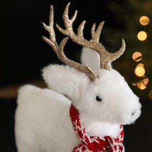 Handmade White Reindeer Plush Doll Christmas Decorations and Tree Ornaments for Storefront Window Props - Product Image 3
