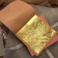 Feuilles d'or véritable 24 carats en métal, électroplaquées, 4,33x4,33 cm, pureté 98%, pour peinture, artisanat et usage alimentaire - Vente chaude
