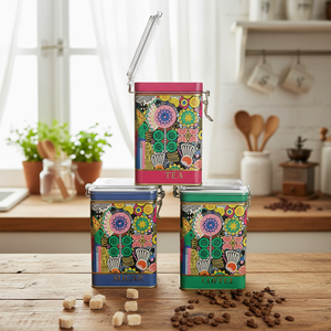 75x100x150 mm Rectangular Metal Box set (Set of 3 ) Wire Clasp and Transparent Lid Sunflower Sunflower Design - Product Image 3