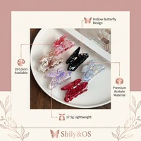 Shily&OS Venta al por mayor Pinzas de pelo grandes de acetato con diseño de mariposa de doble capa hueca, estilo francés elegante, para peinados medio recogidos de mujer, a granel