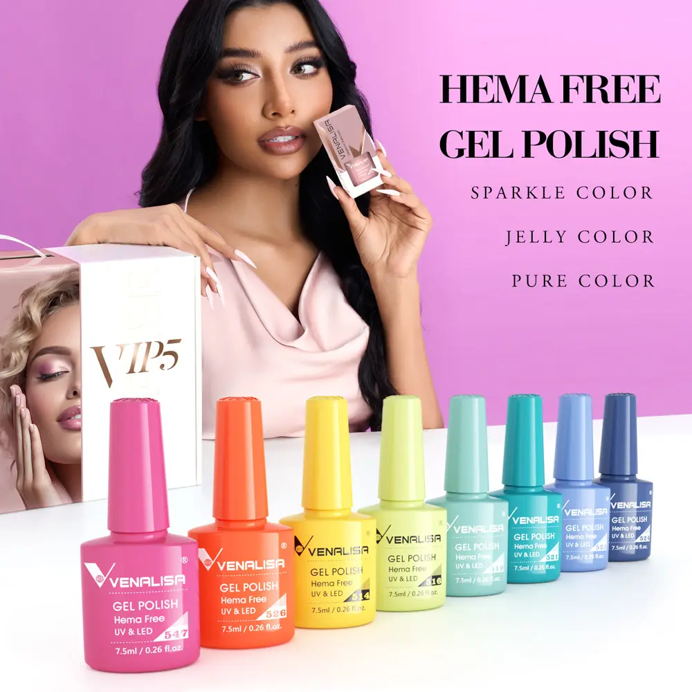 2024 Newest Hema Free Enamel UV Nail Gel Polish VENALISA OEM Creat Your Brand private logo 60 Color Gel Lacquer Nails Varnish