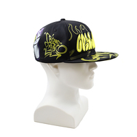 Gorra de Béisbol con Logotipo Personalizado, Estilo Graffiti Urbano, Impresión a Doble Cara, Hip-Hop, Unisex, Moderna, Visera Plana, para Fiestas al Aire Libre, con Diseño Floral