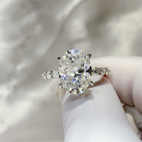 Bague de luxe pour femme en moissanite GRA, argent S925, 8 carats, couleur D, taille ovale, bande entièrement en moissanite, bague de mariage pour femme en moissanite