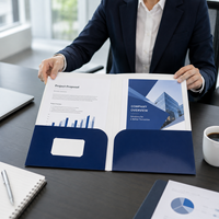 Dossier de présentation en carton personnalisé avec pochette pour documents et fentes pour cartes, organiseur de fichiers, finition brillante, pour bureau et école, OEM ODM, vente en gros