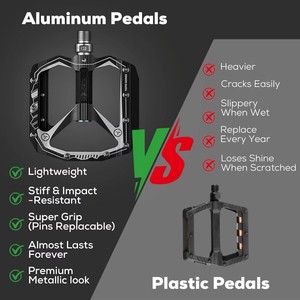 Pédales de vélo de montagne extra larges, plateforme large en alliage <span class=keywords><strong>d</strong></span>'aluminium, 9/16 pouces, avec picots antidérapants, pédales de vélo en noir <span class=keywords><strong>ou</strong></span> en rouge - Product Image 4