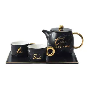 Zogifts nordico di alta qualità oro caffè tazza in ceramica bollitore e tostapane Set più classico bere per il tè del pomeriggio