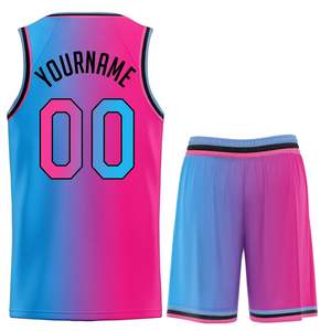 Ensembles de maillots de basket-ball personnalisés avec dégradé rose et bleu - Product Image 2