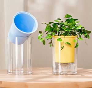 2025 Новый мини-горшок для самостоятельной воды для комнатных растений двухслойный пластиковый автоматический самополив горшок для растений - Product Image 4
