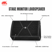Enceinte de monitoring de scène passive JSL 15 pouces, enceinte de sol, enceinte PA pour concerts de groupes live, DJ, système de sonorisation