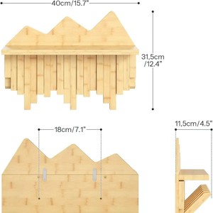 Wall Mounted Wooden <b>Shelf</b> With <b>Hooks</b> For Entryway Storage And Coat Rack Multifunctional Organizer - Product Image 5