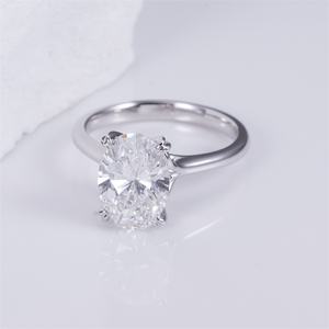 Anillo de diamantes ovalados de oro blanco de 14 quilates Messi Jewelry MSR-1480 para mujer - Product Image 3