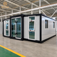 Casa Modular Prefabricada Moderna de Doble Ala Expandible con Ventana de Toldo, Puerta de Vidrio, Jardín, Villa, Cabaña, Casa Contenedor