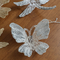 Ornements de Noël en acrylique avec paillettes de platine, papillon, libellule, pendentif suspendu pour arbres de Noël, décorations de vacances