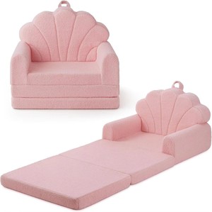 Chaise pour enfants rose pâle en forme de coquille, convertible 2-en-1, canapé-lit pour tout-petits, fauteuil lavable, mobilier pour enfants pour salle de jeux et chambre à coucher - Product Image 1